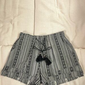 Black and White Striped Women's Shorts
